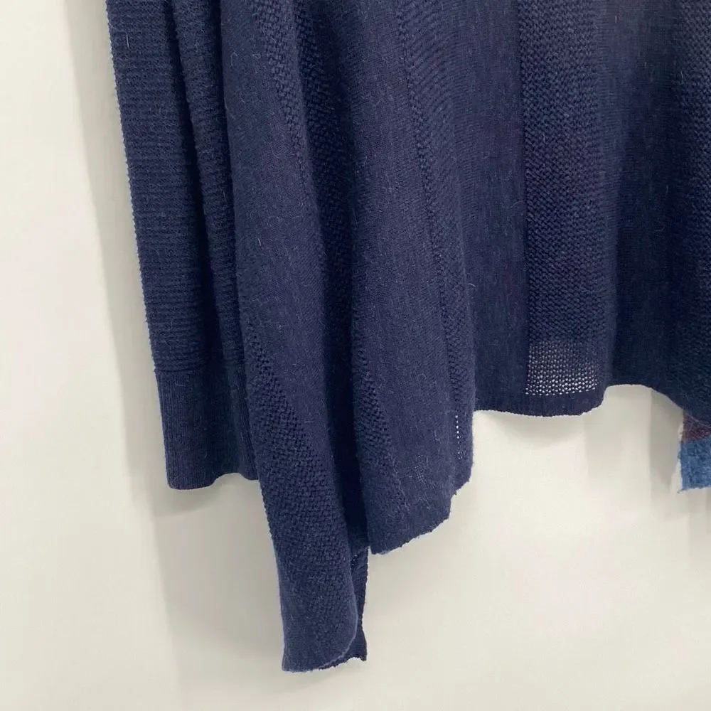 Anthropologie Fiets‎ Voor Long Waterfall Open Front Cardigan Alpaca Wool Navy S